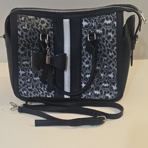 Cato Black and Silver Leopard Crossbody Bag Or Handbag
